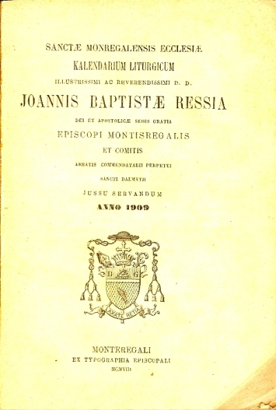 Cover  Sanctae Monregalensis ecclesiae : kalendarium liturgicum ...
