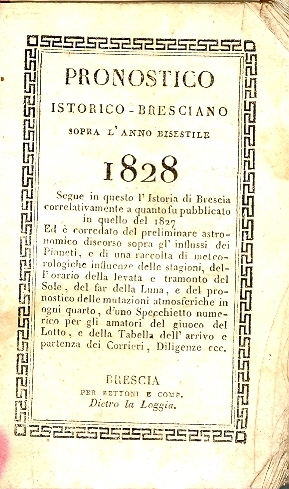 Cover  Pronostico istorico-bresciano sopra l'anno ...