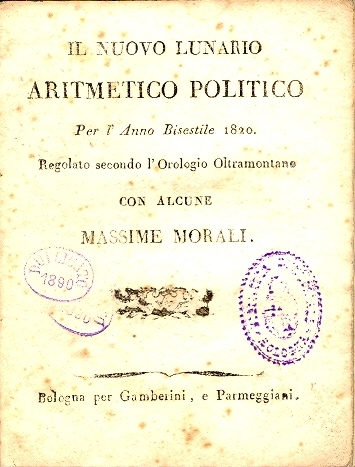 Cover  Il nuovo lunario aritmetico politico per l'anno ...