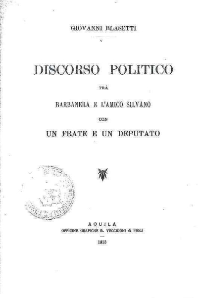 Cover  Discorso politico tra Barbanera e l'amico Silvano con un frate e un deputato
