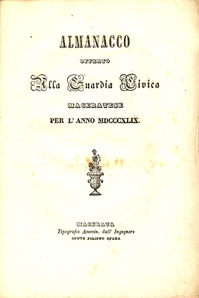 Cover  Almanacco offerto alla guardia civica maceratese per l'anno ...