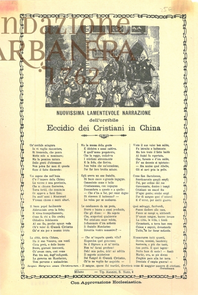Cover  Nuovissima lamentevole narrazione dell'orribile eccidio dei cristiani in China
