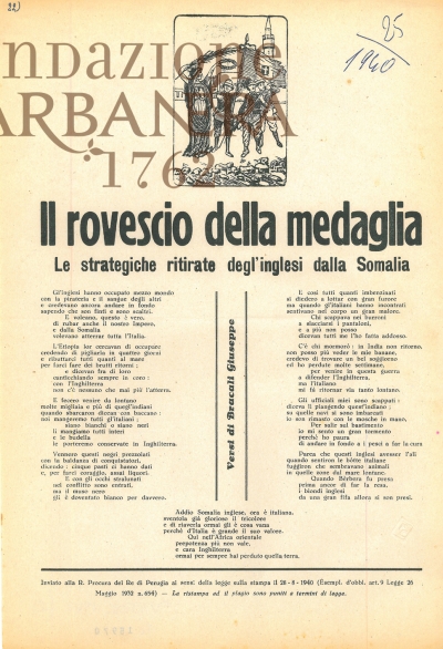 Cover  Il rovescio della medaglia : le strategiche ritirate degl'inglesi dalla Somalia