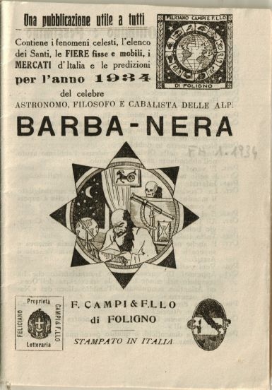 Cover  Una pubblicazione utile a tutti : contiene i fenomeni celesti, l'elenco dei santi, le fiere fisse e mobili, i mercati d'Italia e le predizioni per l'anno 1934