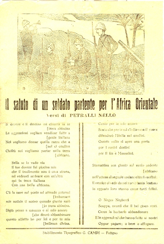 Cover  Il saluto di un soldato partente per l'Africa Orientale
