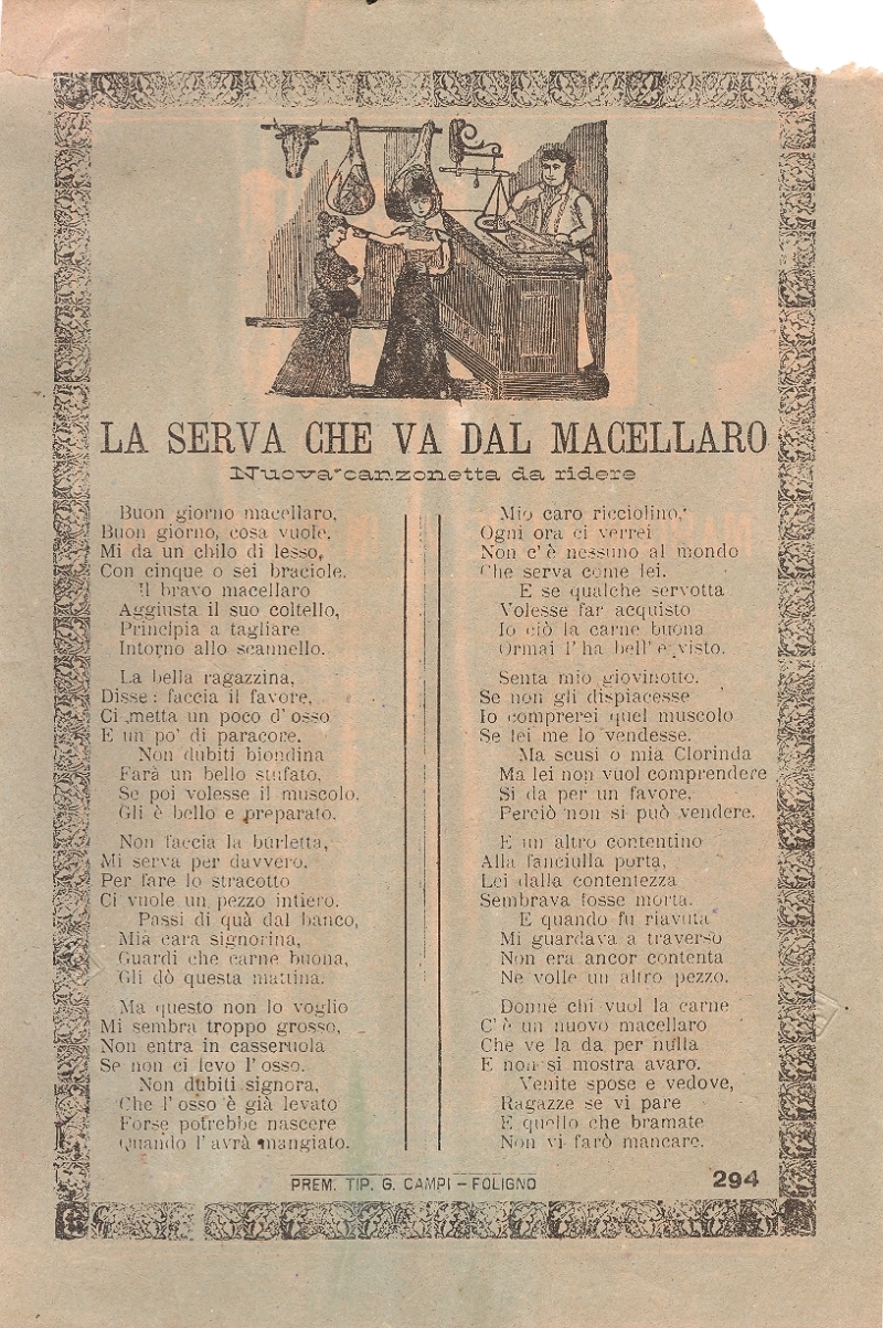 Cover  La serva che va dal macellaro : nuova canzonetta da ridere