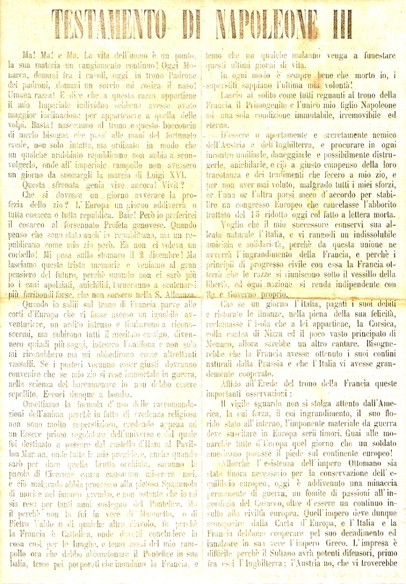 Cover  Testamento di Napoleone 3.