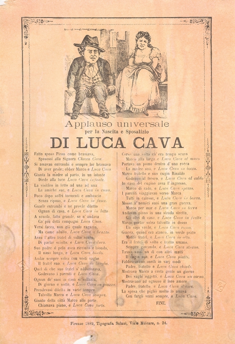 Cover  Applauso universale per la nascita e sposalizio di Luca Cava