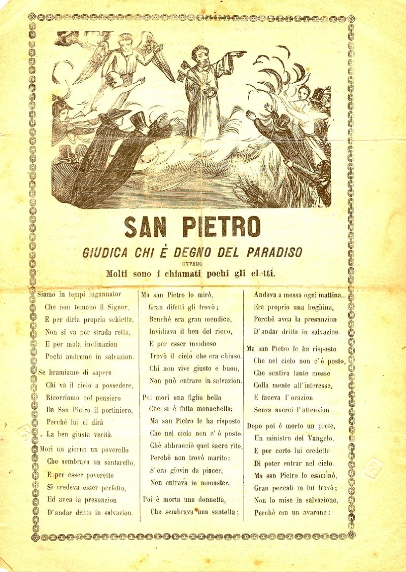 Cover  San Pietro giudica chi è degno del paradiso ovvero molti sono i chiamati pochi gli eletti
