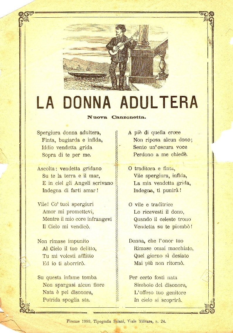 Cover  La donna adultera : nuova canzonetta
