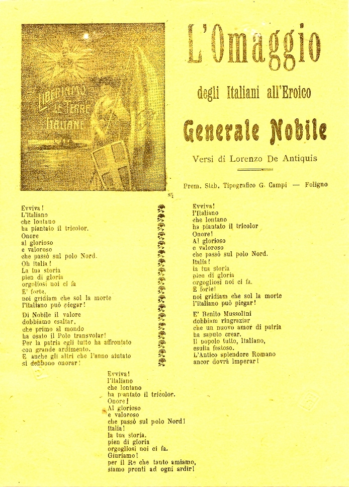 Cover  L'omaggio degli italiani all'eroico Generale Nobile