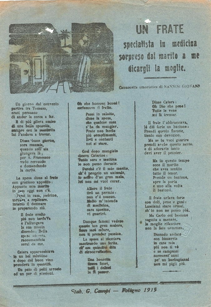 Cover  Un frate specialista in medicina sorpreso dal marito a medicargli la moglie : canzonetta umoristica
