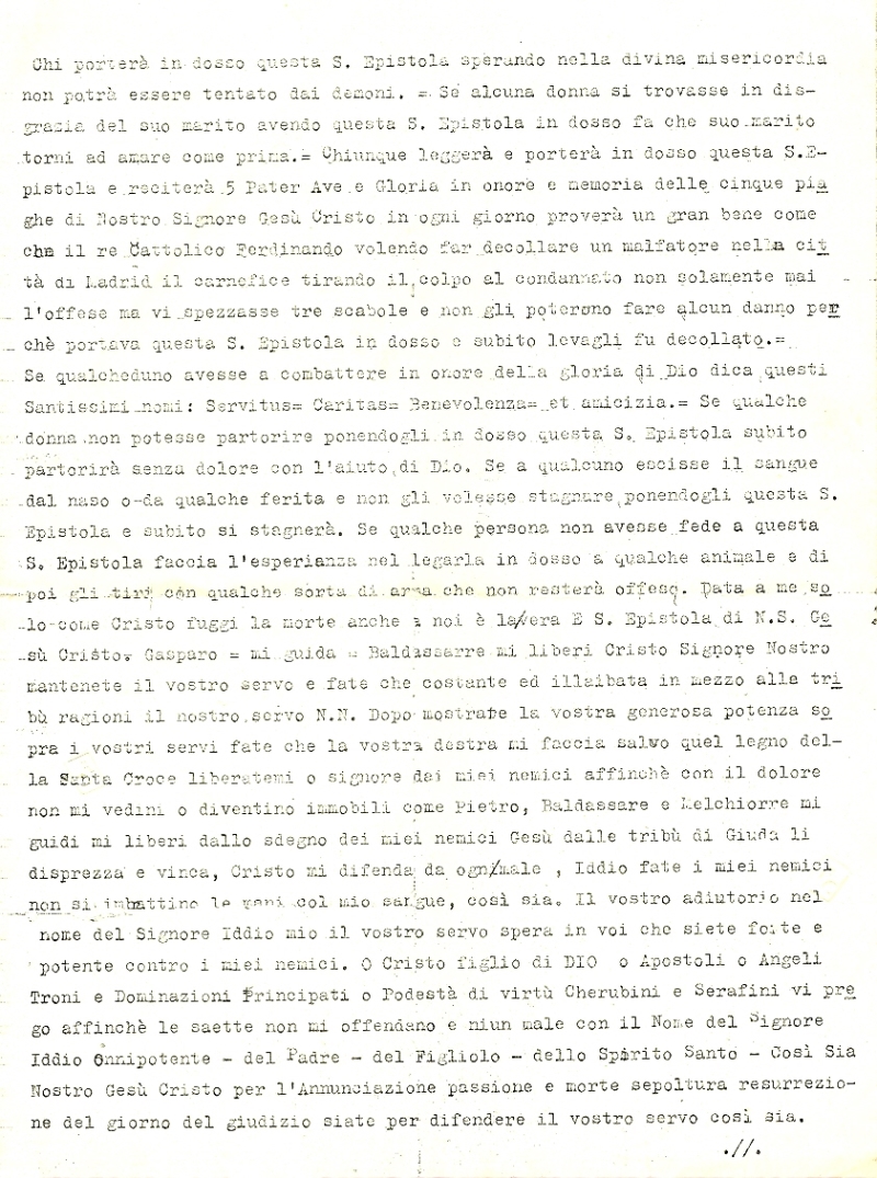 Cover  Chi porterà in dosso questa S. Epistola sperando nella divina misericordia non potrà essere tentato dai demoni [...]