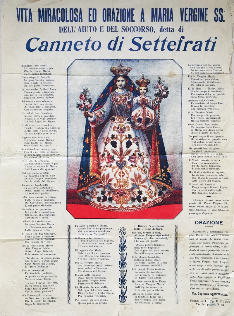 Cover  Vita miracolosa ed orazione a Maria Vergine SS. dell'aiuto e del soccorso, detta di Canneto di Settefrati