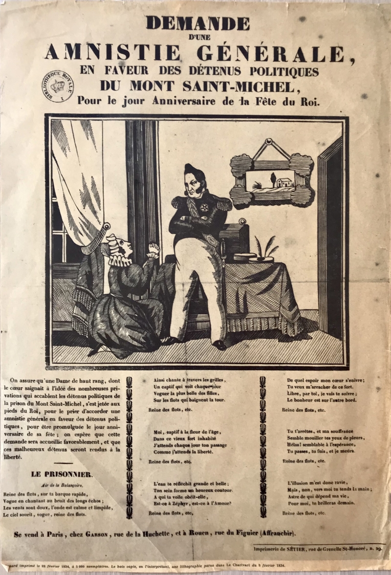 Cover  Demande d'une amnistie générale, en faveur des détenus politiques du Mont Saint-Michel, pour le jour Anniversaire de la Fête du Roi