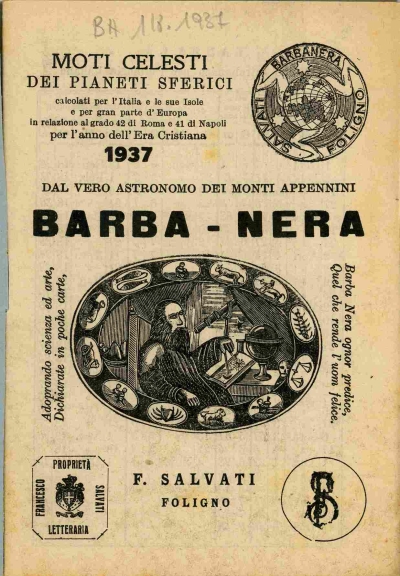 Cover  Moti celesti dei pianeti sferici calcolati per l'Italia e le sue isole ... per l'anno dell'era cristiana 1937