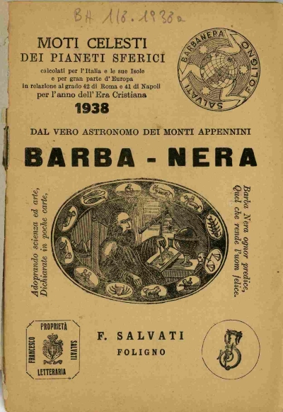 Cover  Moti celesti dei pianeti sferici calcolati per l'Italia e le sue isole ... per l'anno dell'era cristiana 1938